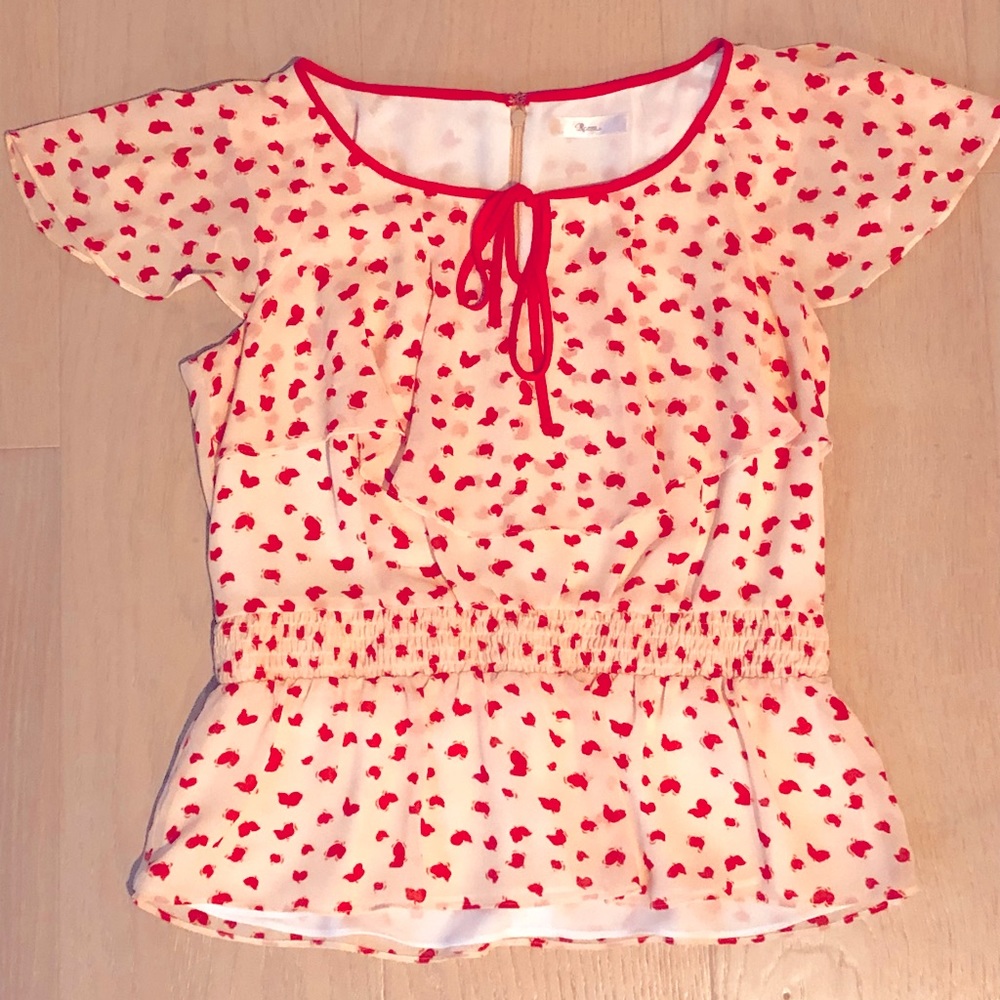 Chiffon Patterned Peplum Blouse Top